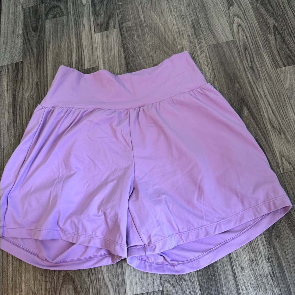 HALARA Purple Athletic Shorts with Elastic Waistband